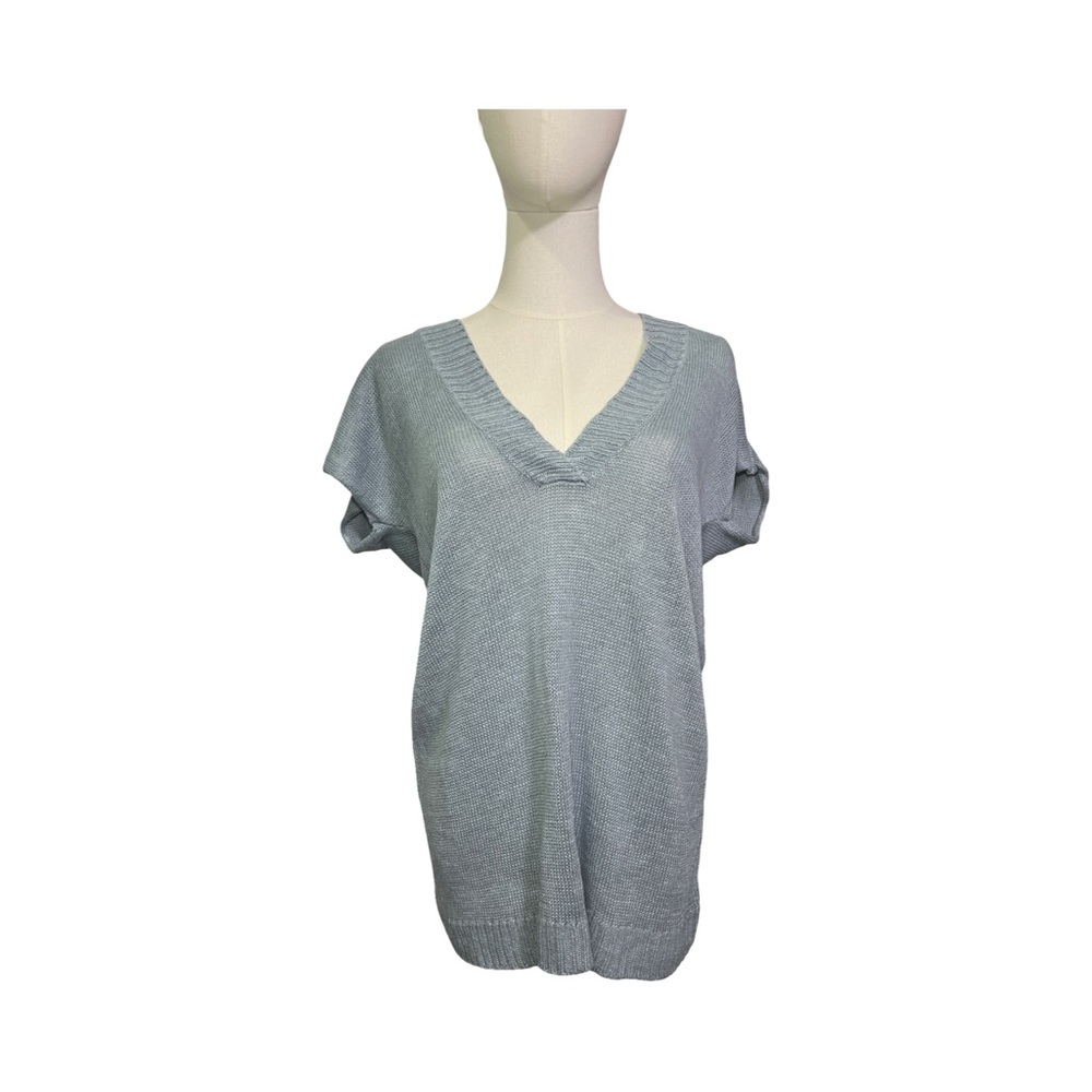 Eileen Fisher Light Gray Short Sleeve Top